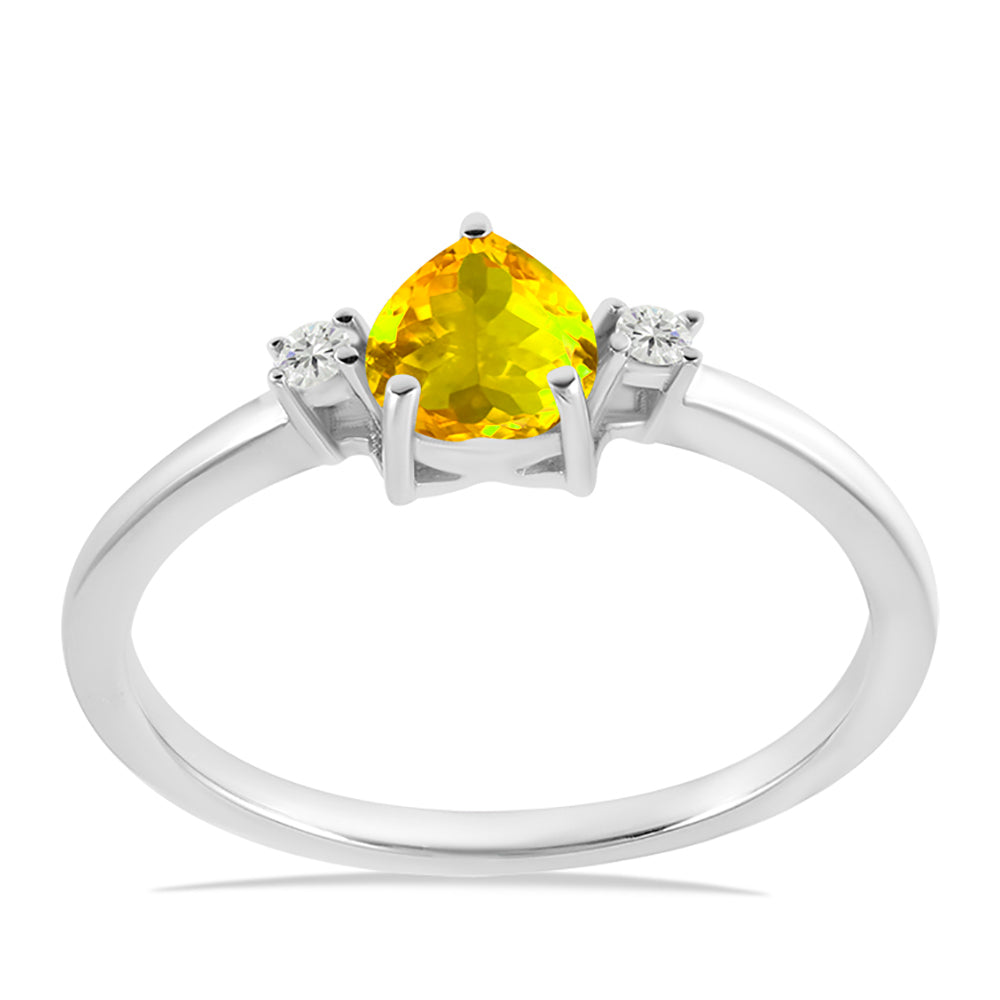 Anel de Prata com Citrino de Ural e Topázio Branco