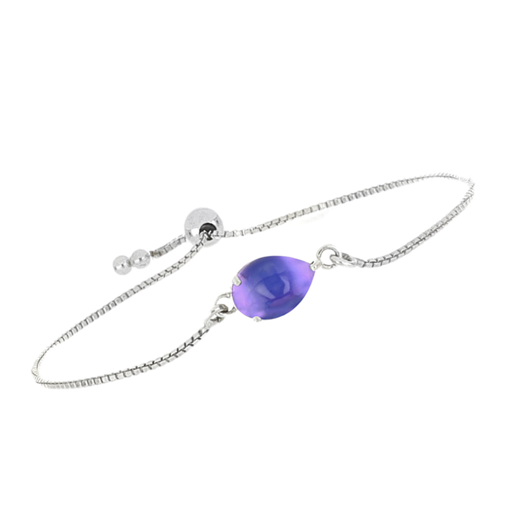 Pulseira de Prata com Pedra da Lua Roxa