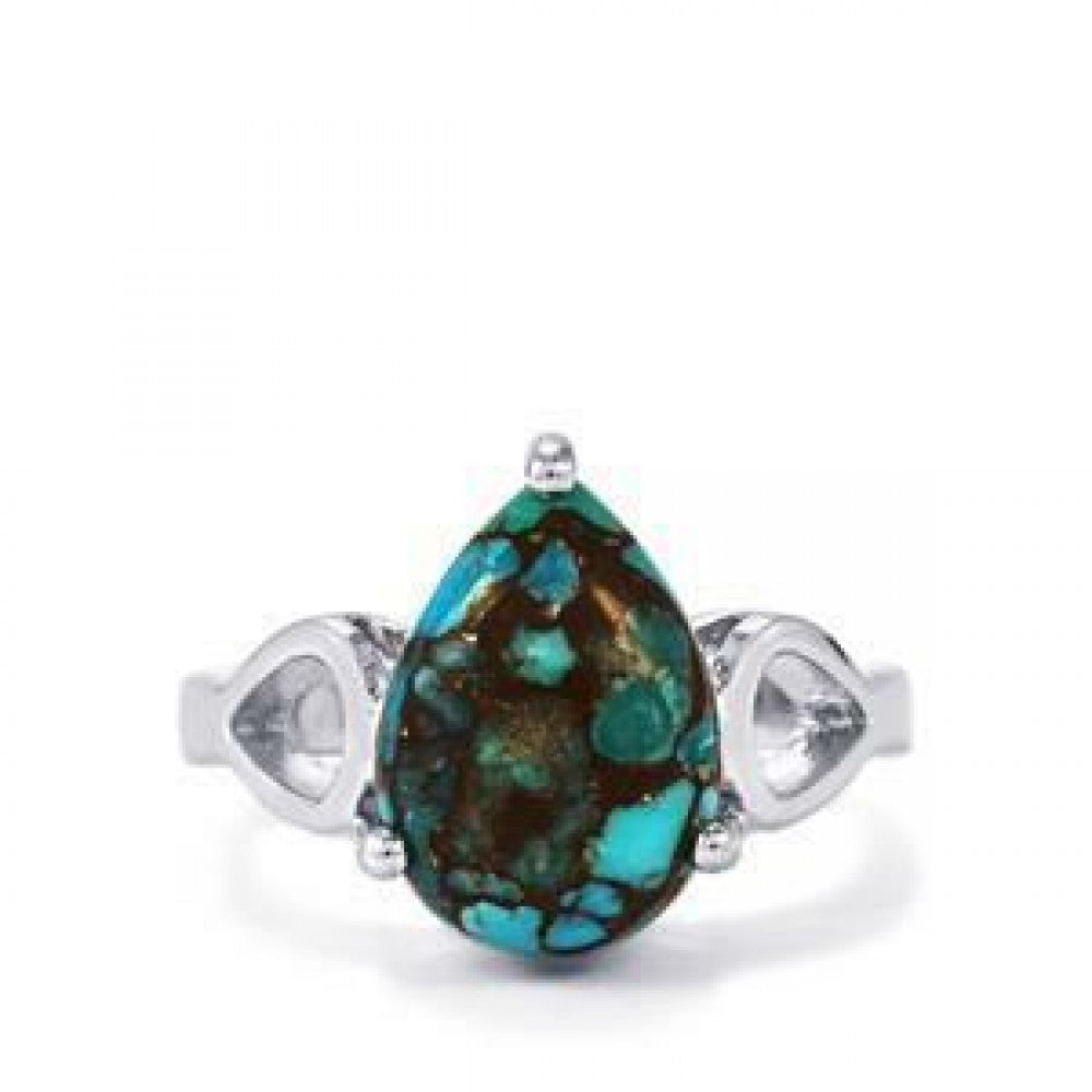 Anel de Prata com Banho de Ouro com Ostra Turquesa