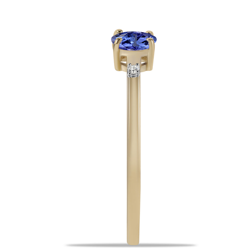 Anel de Ouro com Tanzanite AAA e Zircão Branco Natural Contraste: Cruz missionária