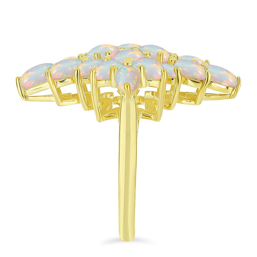 Anel de Prata com Banho de Ouro com Opala Welo Contraste: Cabeca de Veado (800)