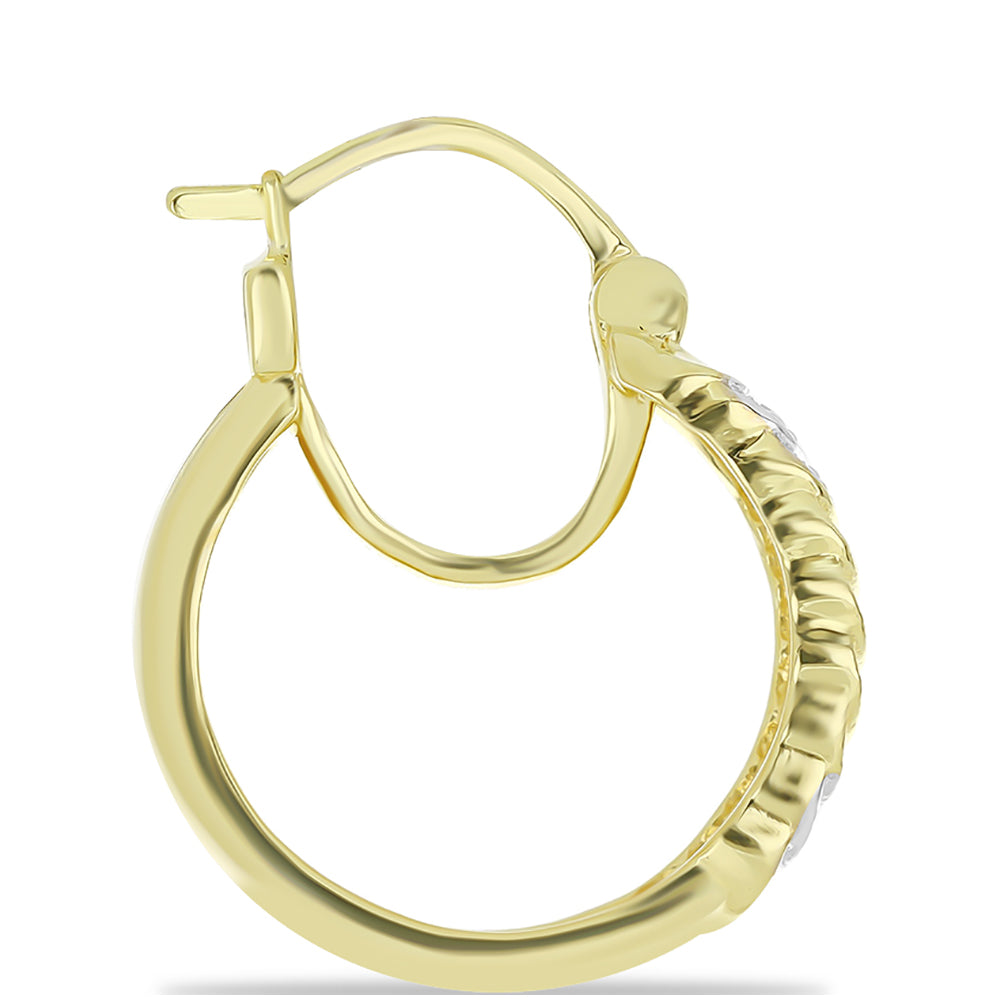 Brincos de Prata com Banho de Ouro com Diamante Champanhe e Diamante Branco Contraste: Cabeca de Veado (800)