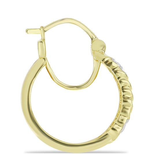 Brincos de Prata com Banho de Ouro com Diamante Champanhe e Diamante Branco Contraste: Cabeca de Veado (800)