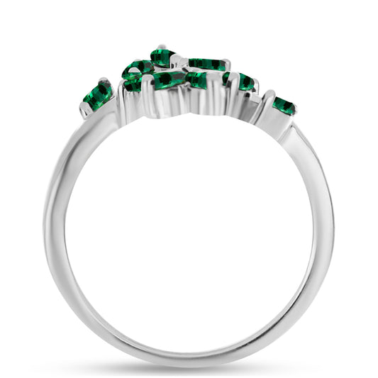 Anel de Prata com Turmalina Verde Contraste: Cabeca de Veado (800)