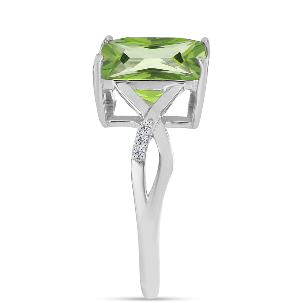 Anel de Prata com Quartzo Verde Samambaia e Topázio Branco