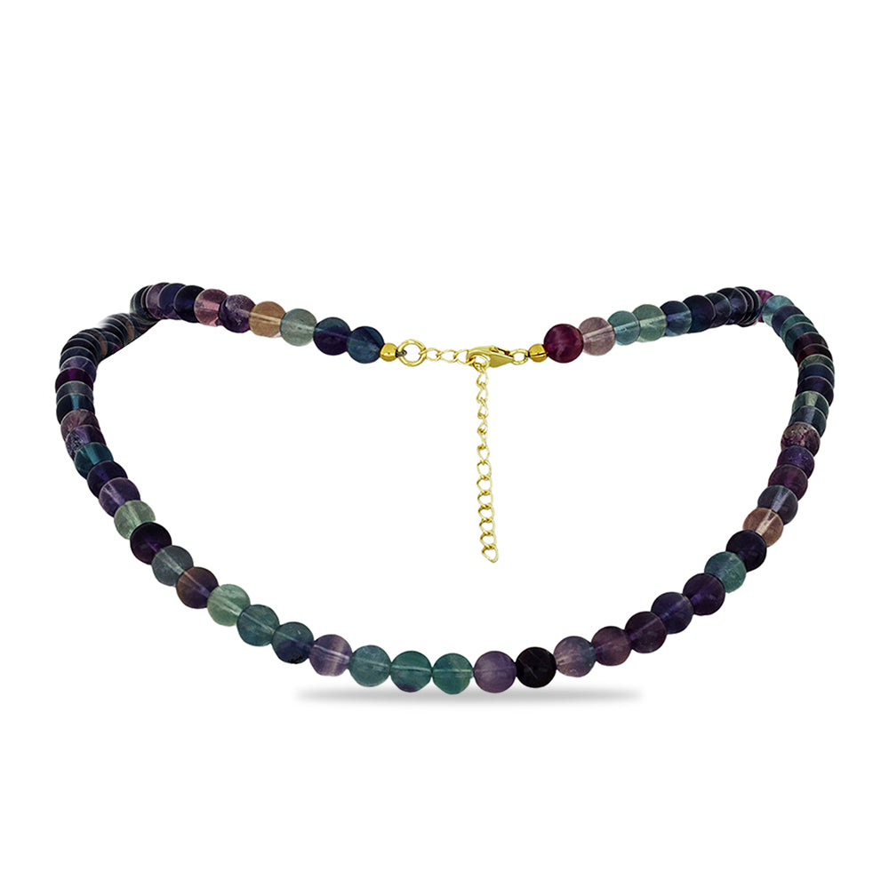 Colar de Prata com Banho de Ouro com Fluorita bicolor