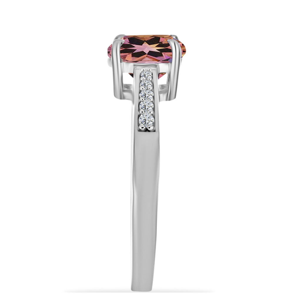 Anel de Prata com Ametrino de Anahi e Topázio Branco Contraste: Cabeca de Veado (800)