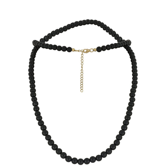 Colar de Prata com Banho de Ouro com Ónix Preta