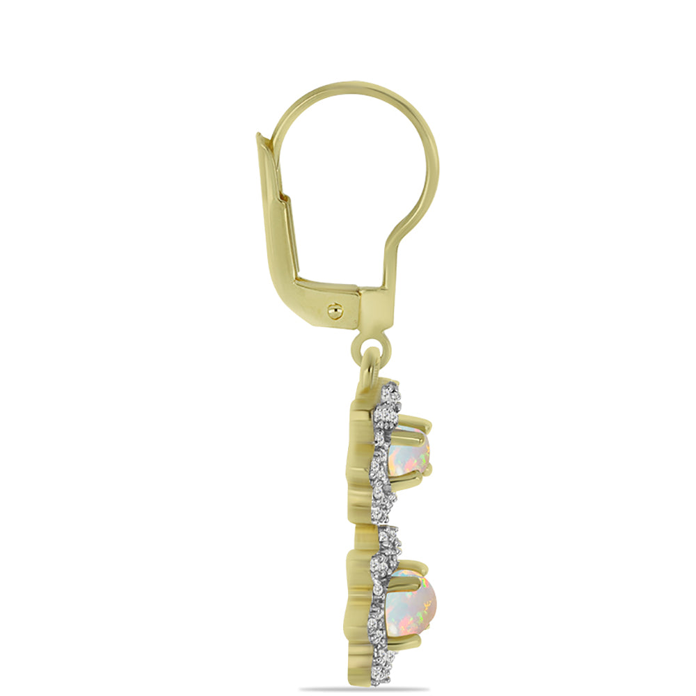 Brincos de Prata com Banho de Ouro com Opala Welo e Topázio Branco