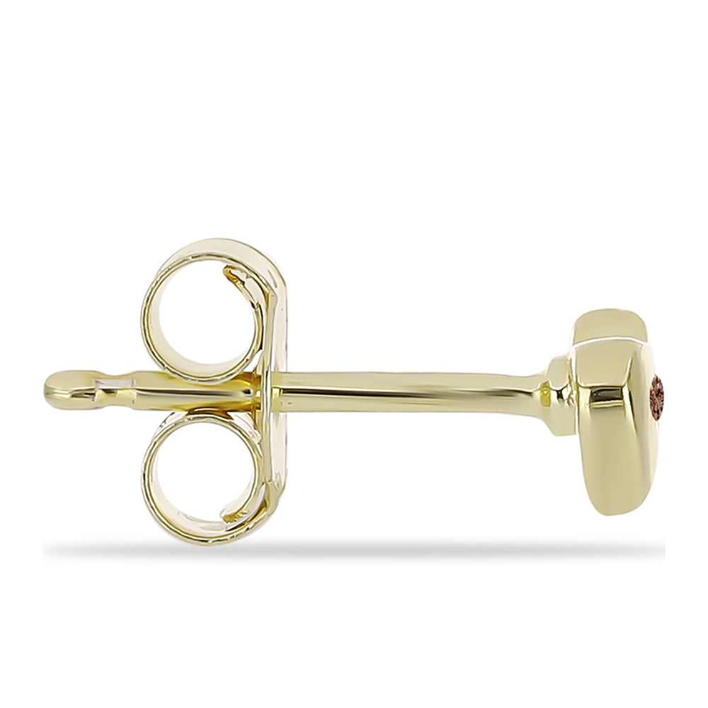 Brincos de Prata com Banho de Ouro com Diamante Champanhe