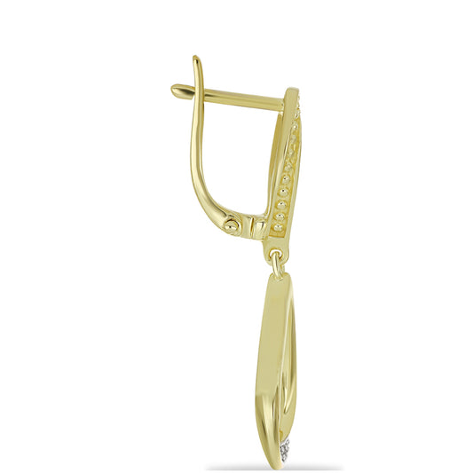 Brincos de Prata com Banho de Ouro com Diamante Champanhe e Diamante Branco