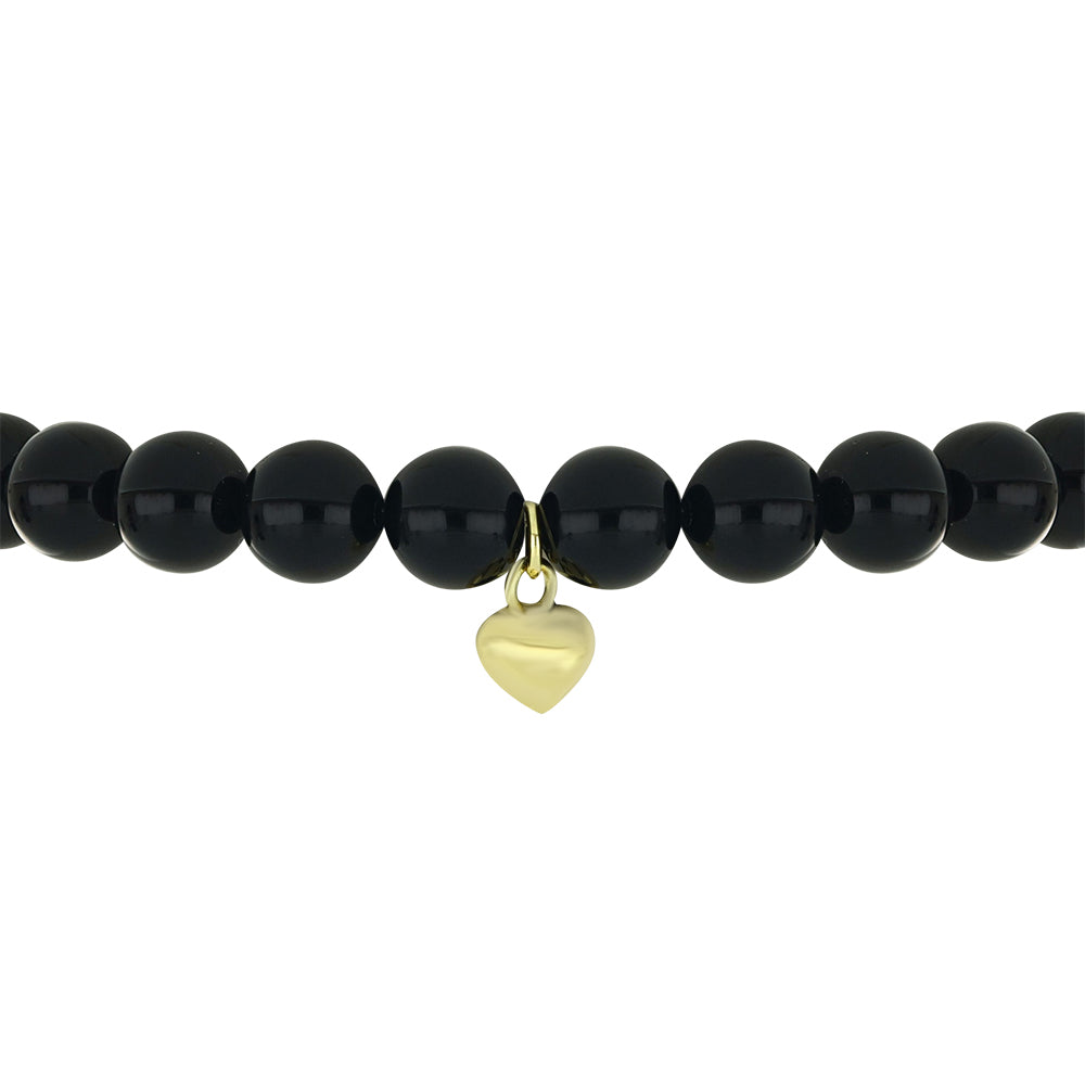 Pulseira de Prata com Banho de Ouro com Ónix Preta