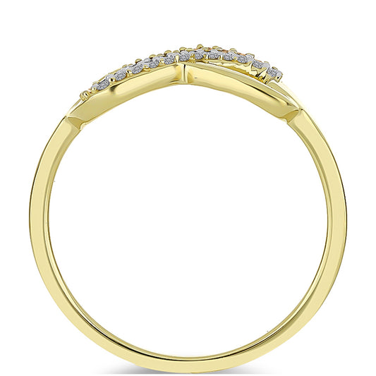 Anel de Prata com Banho de Ouro com Diamante Champanhe e Diamante Branco