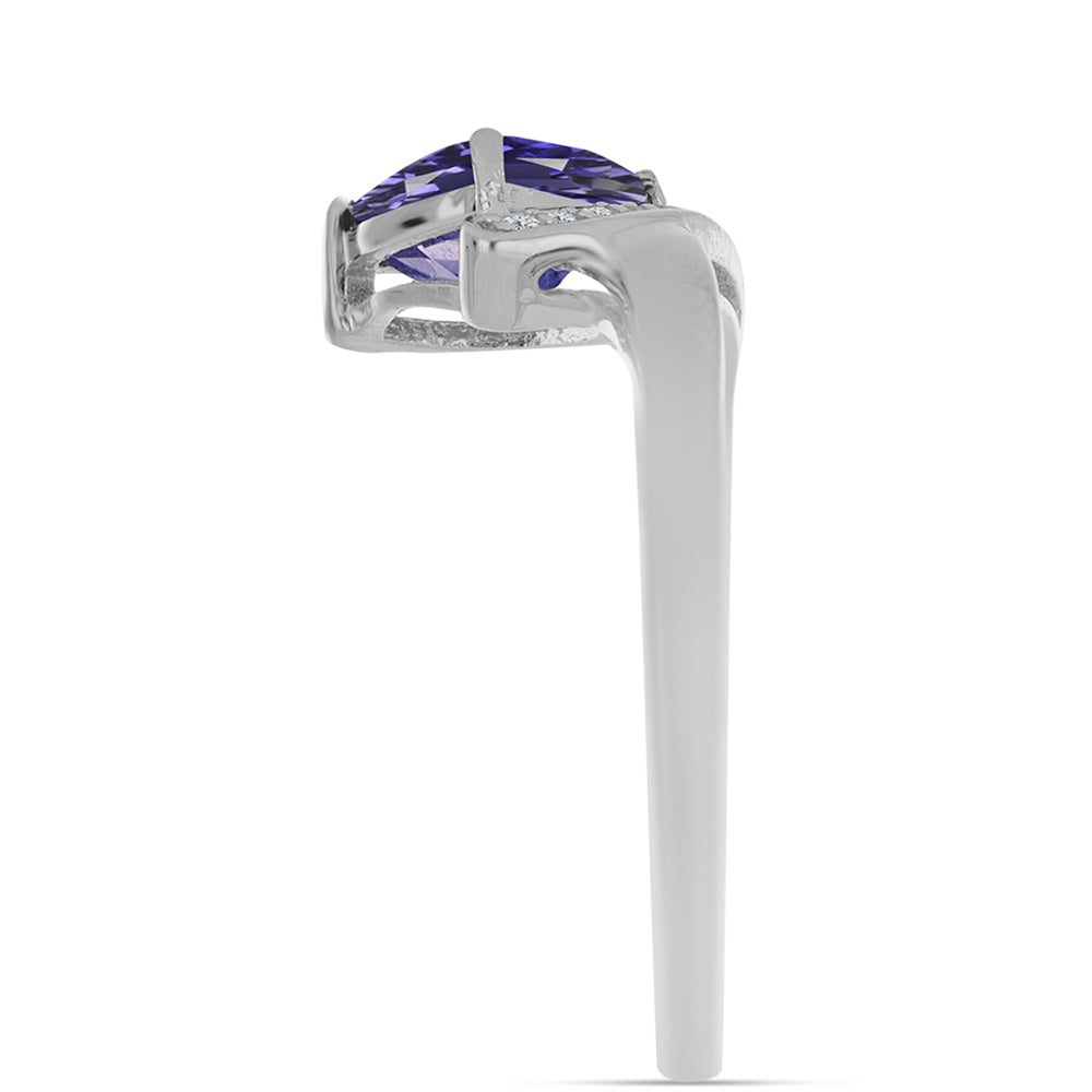 Anel de Prata com Iolite e Topázio Branco