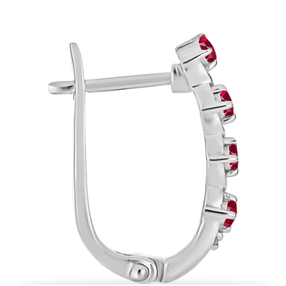 Brincos de Prata com Rubi de Madagáscar e Diamante Branco
