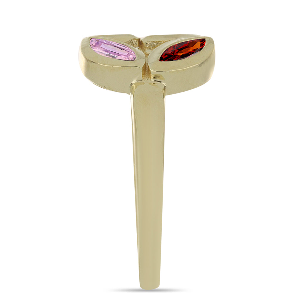 Anel de Prata com Banho de Ouro com Safira Arco-íris de Rosebery Contraste: Cabeca de Veado (800)