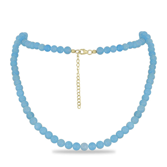 Colar de Prata com Banho de Ouro com Calcedônia Aqua