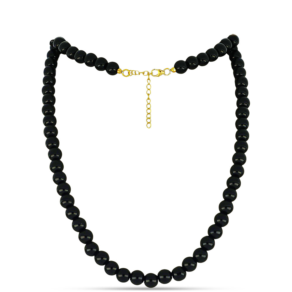 Colar de Prata com Banho de Ouro com Ónix Preta de Suwar