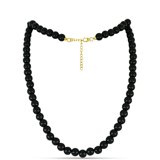 Colar de Prata com Banho de Ouro com Ónix Preta de Suwar