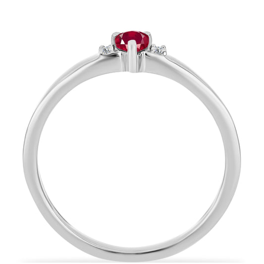 Anel de Prata com Rubi de Madagáscar e Diamante Branco