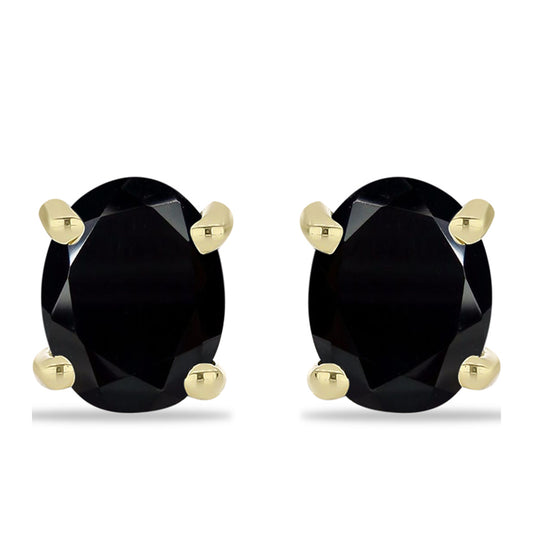 Brincos de Prata com Banho de Ouro com Ónix Preta de Suwar