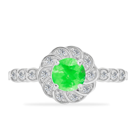 Anel de Prata com Opala Hialite e Topázio Branco