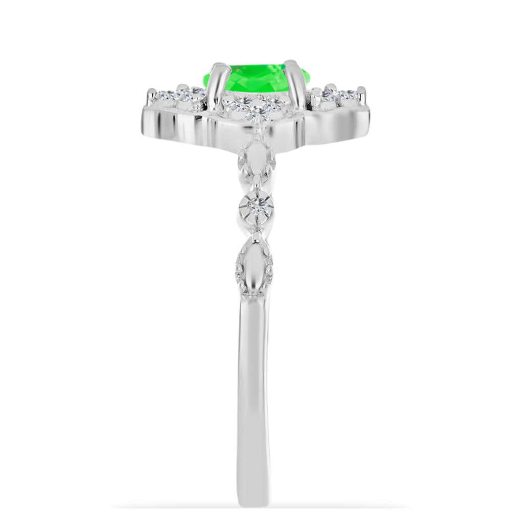 Anel de Prata com Opala Hialite e Topázio Branco