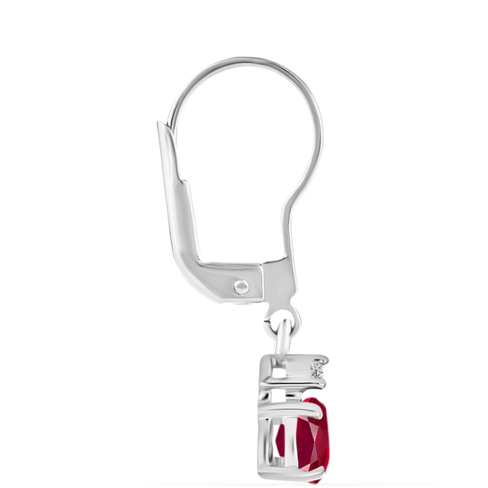 Brincos de Prata com Rubi de Madagáscar e Diamante Branco