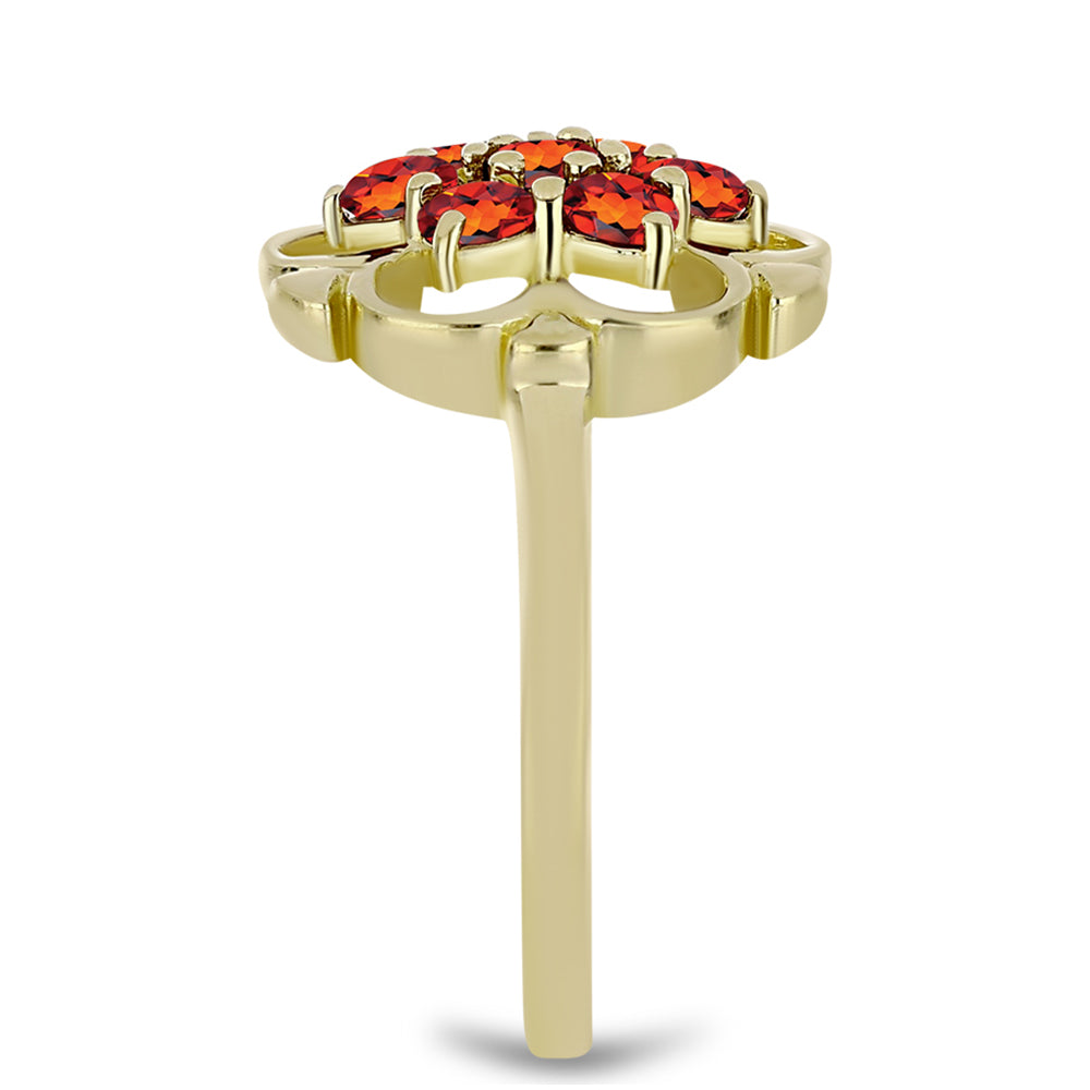 Anel de Prata com Banho de Ouro com Citrino Madeira Contraste: Cabeca de Veado (800)