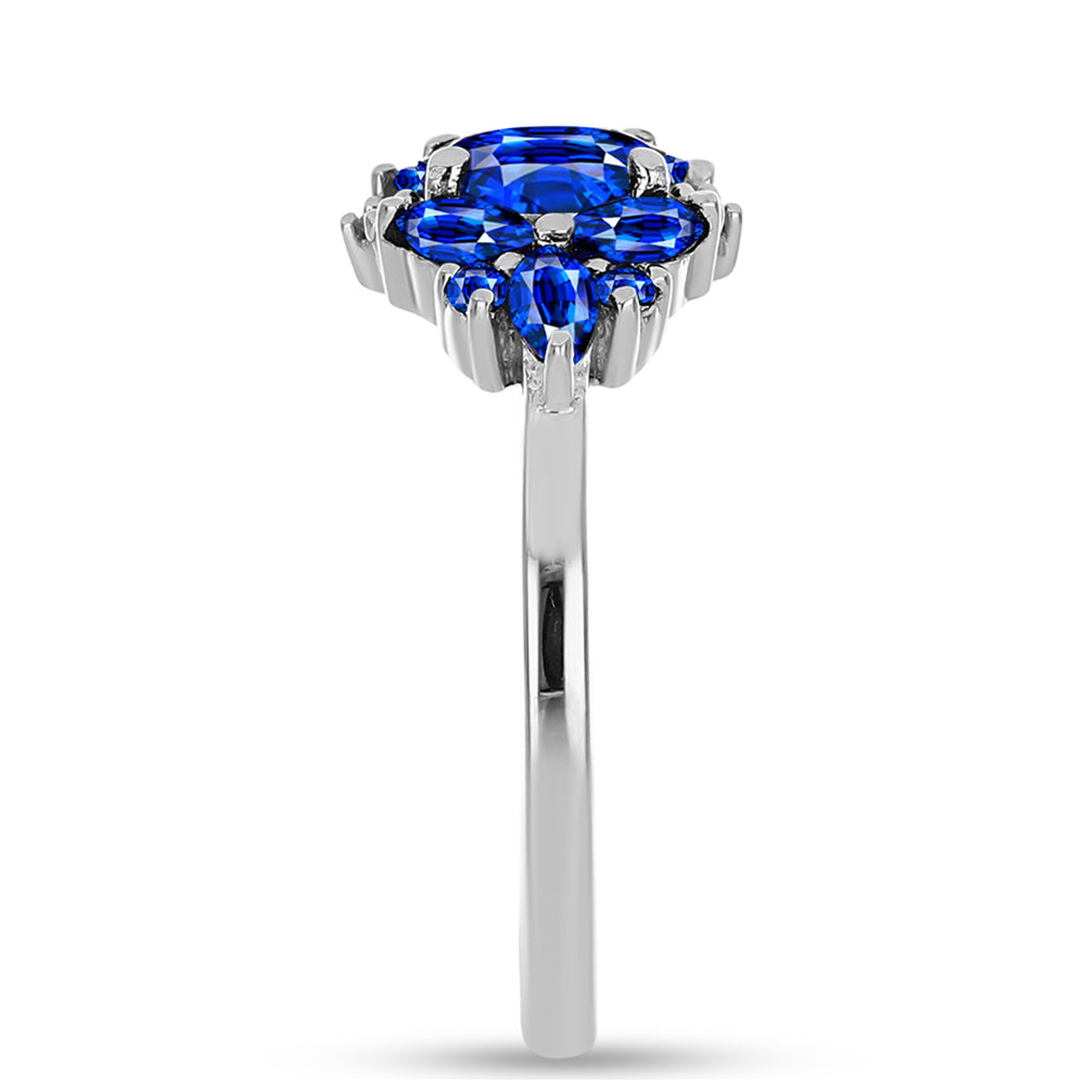 Anel de Prata com Safira Azul Australiana e Topázio Branco