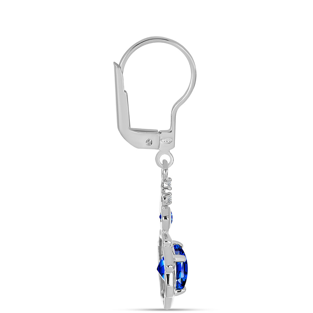 Brincos de Prata com Safira Azul Australiana e Topázio Branco