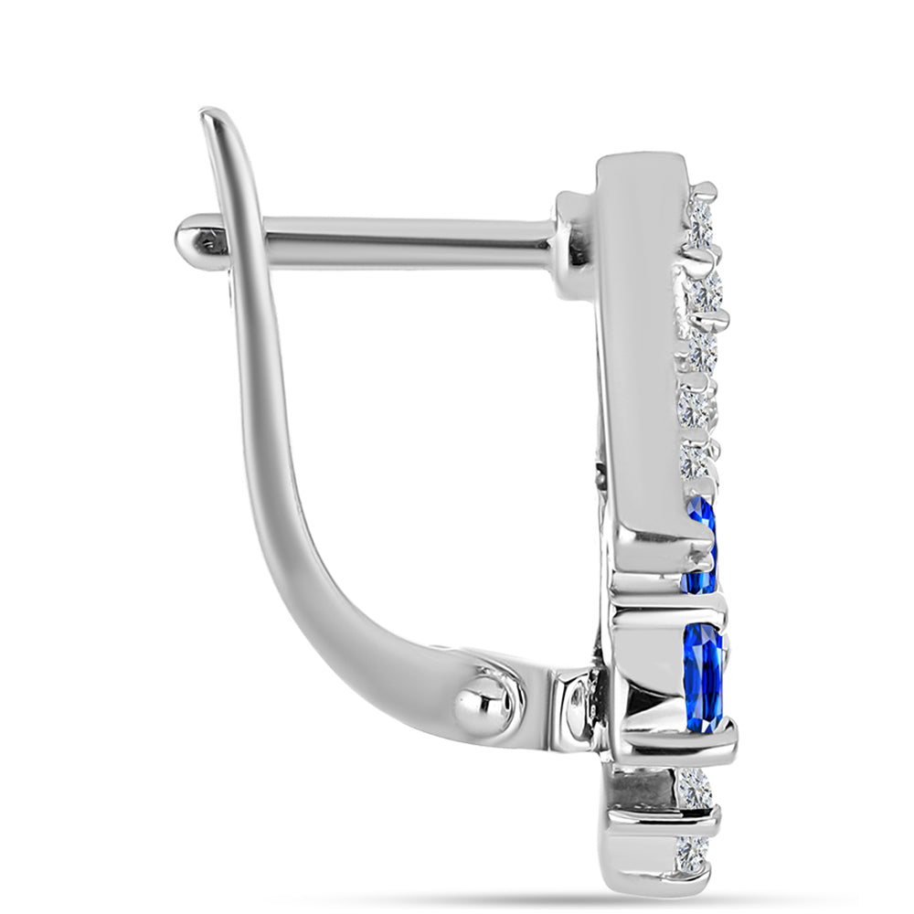 Brincos de Prata com Safira Azul Australiana e Topázio Branco