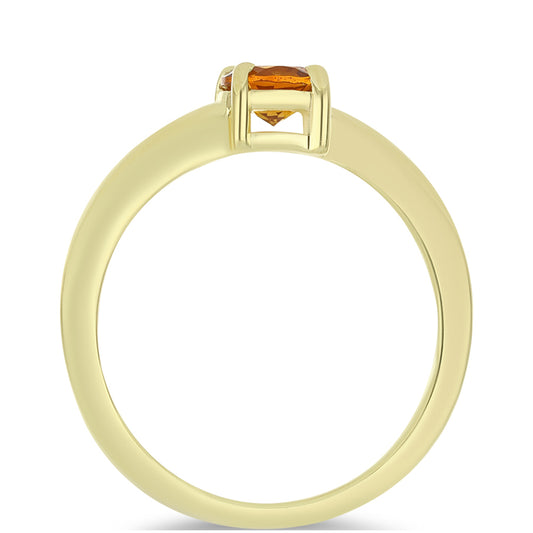 Anel de Prata com Banho de Ouro com Citrino Madeira