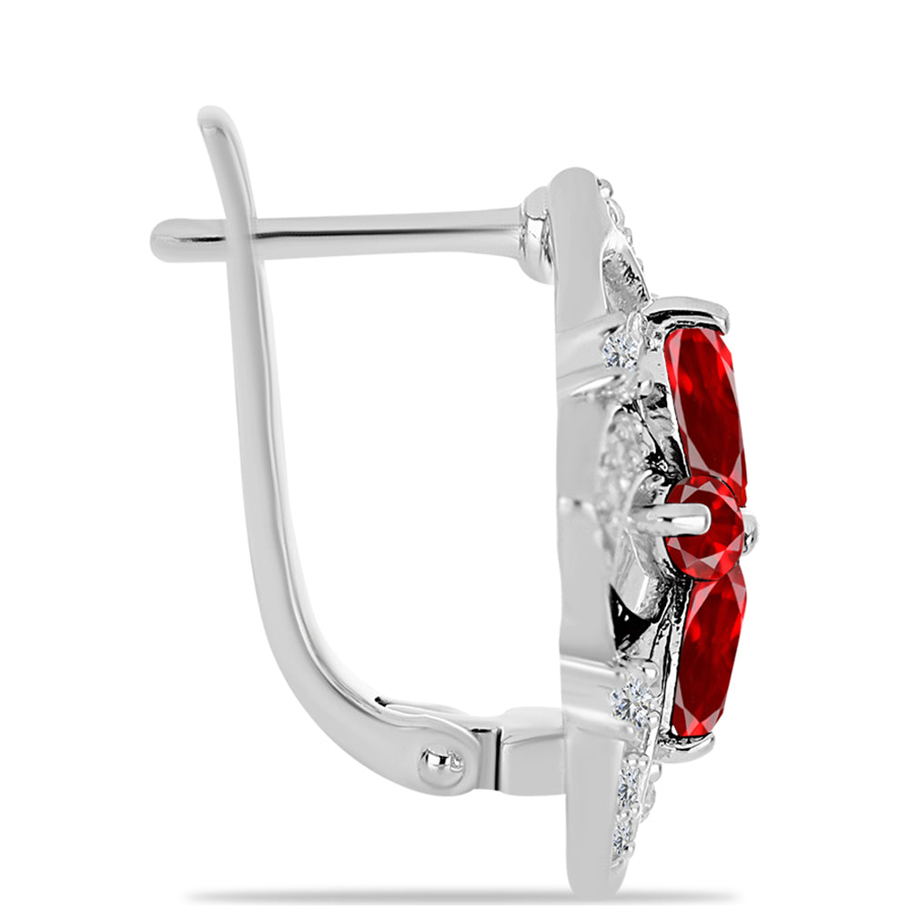 Brincos de Prata com Ágata Vermelha e Topázio Branco