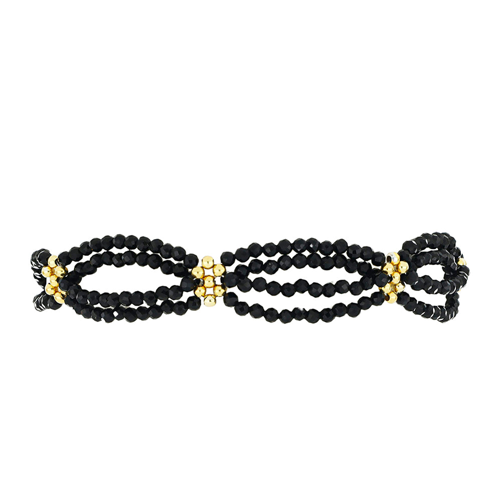 Pulseira de Prata com Banho de Ouro com Espinela Preta