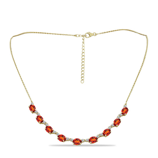 Colar de Prata com Banho de Ouro com Citrino Madeira e Topázio Branco Contraste: Cabeca de Veado (800)