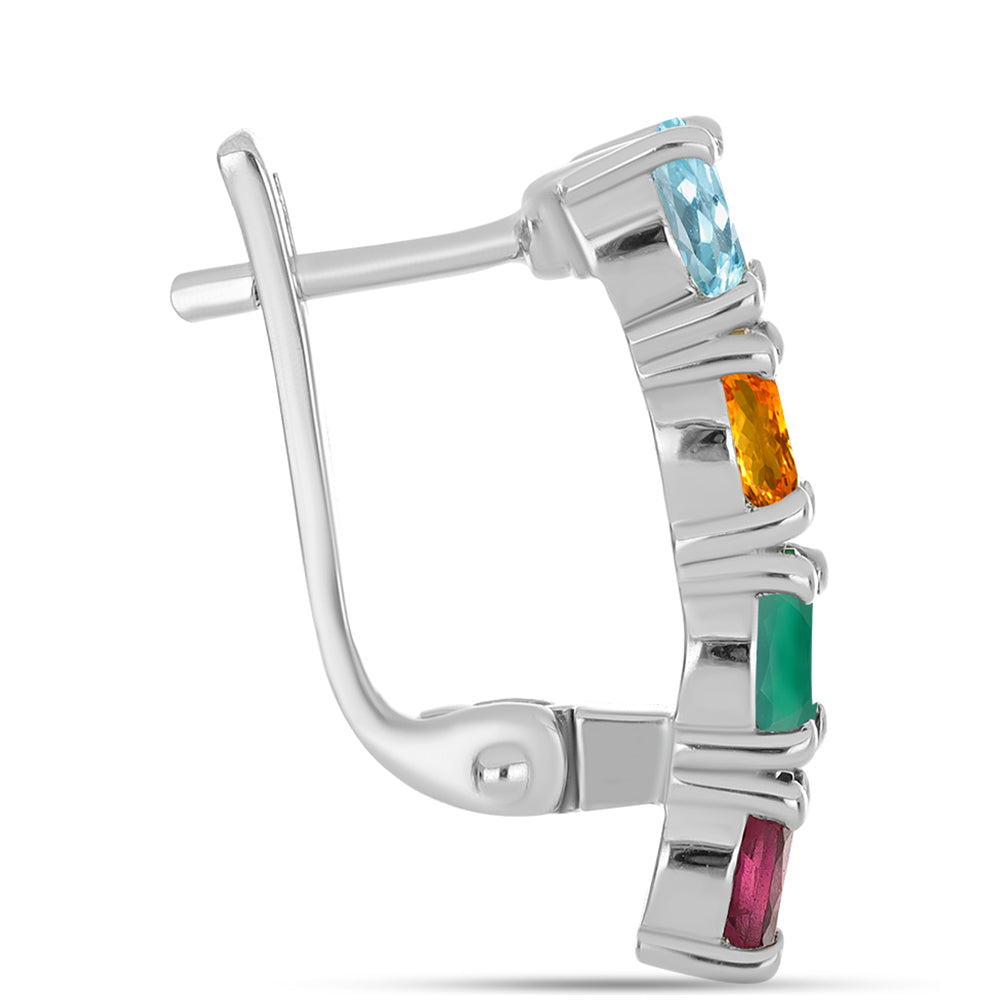 Brincos de Prata com Ágata Verde e Citrino