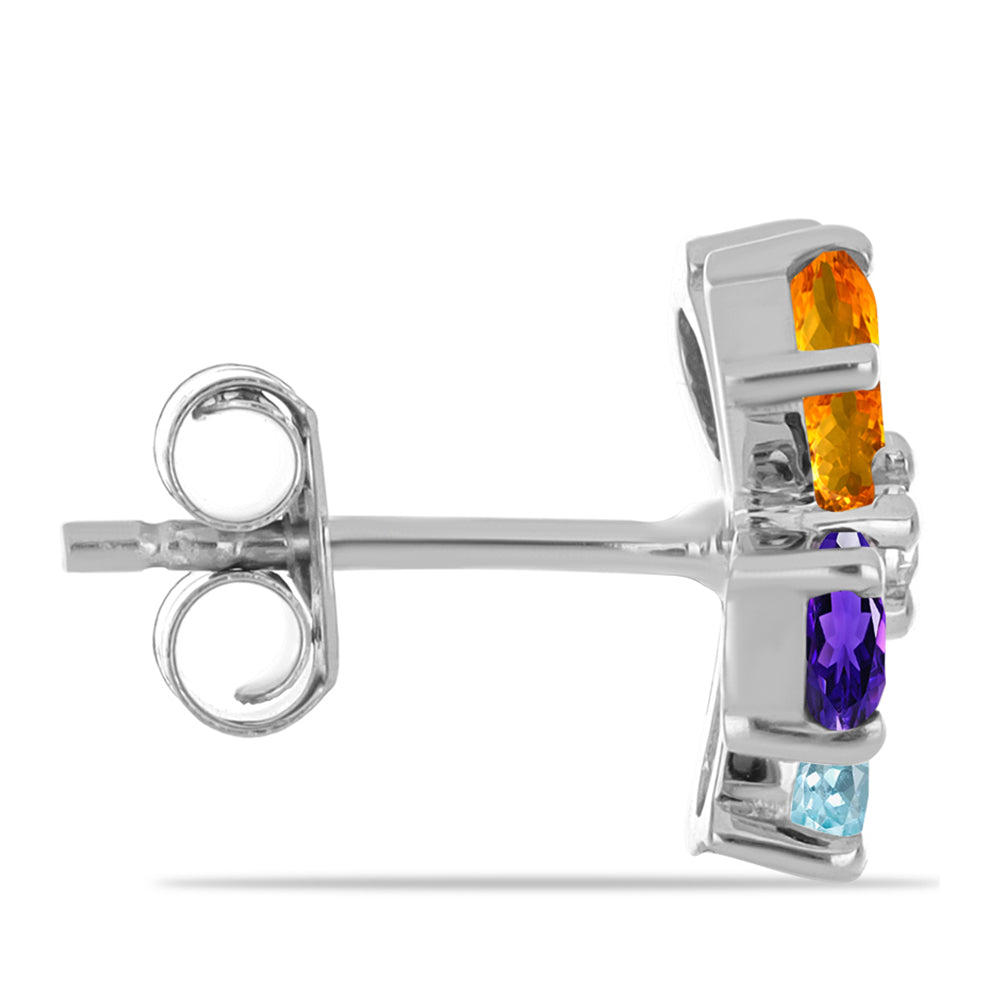 Brincos de Prata com Ametista de Marrocos e Ágata Verde