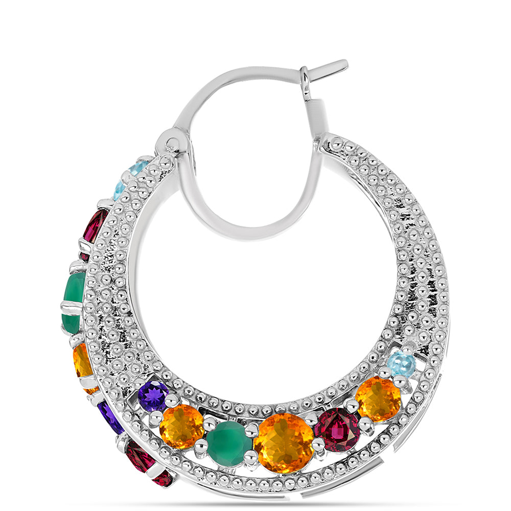 Brincos de Prata com Ametista de Marrocos e Ágata Verde Contraste: Cabeca de Veado (800)