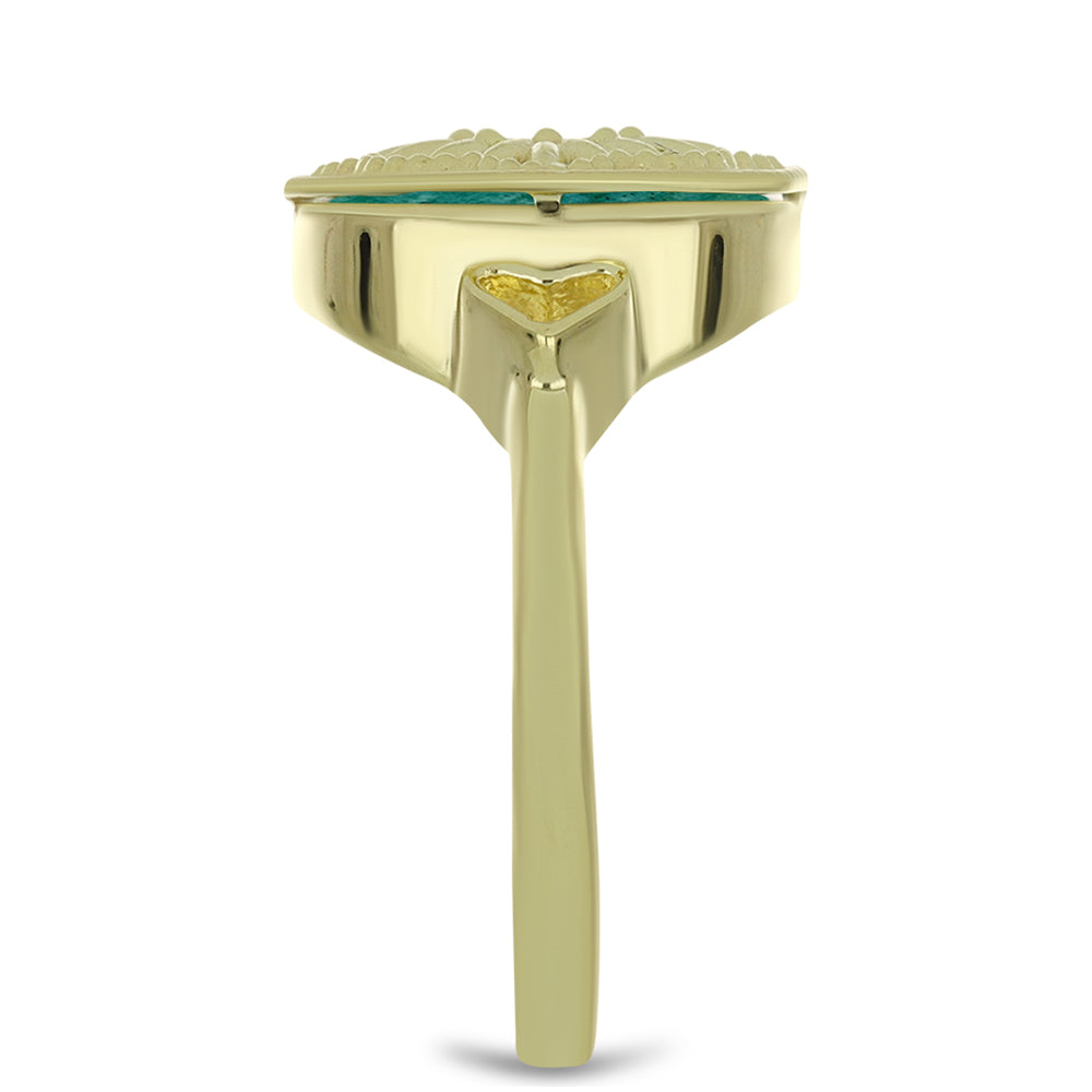 Anel de Prata com Banho de Ouro com Amazonita