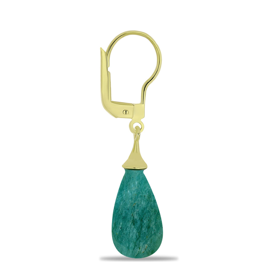 Brincos de Prata com Banho de Ouro com Amazonita