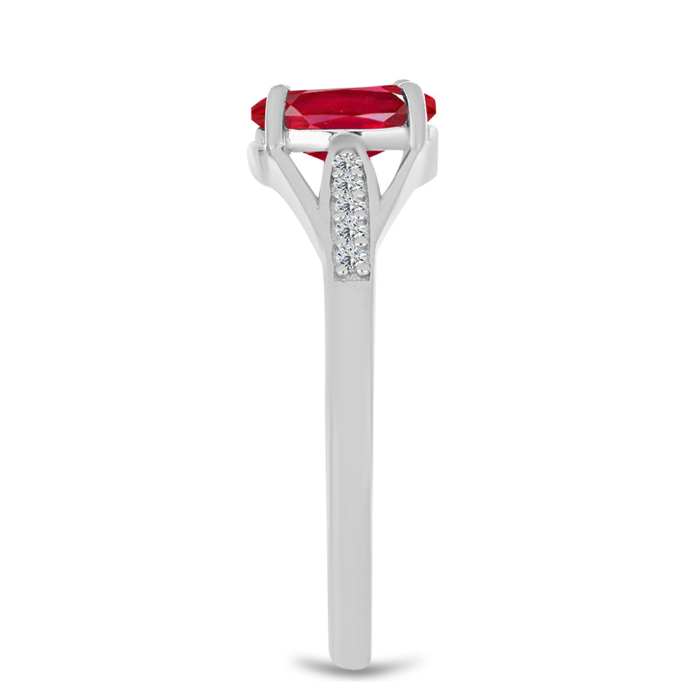 Anel de Prata com Ágata Vermelha e Topázio Branco