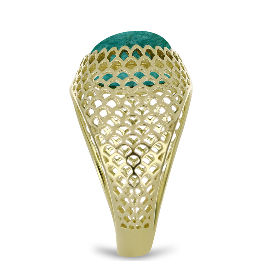 Anel de Prata com Banho de Ouro com Amazonita