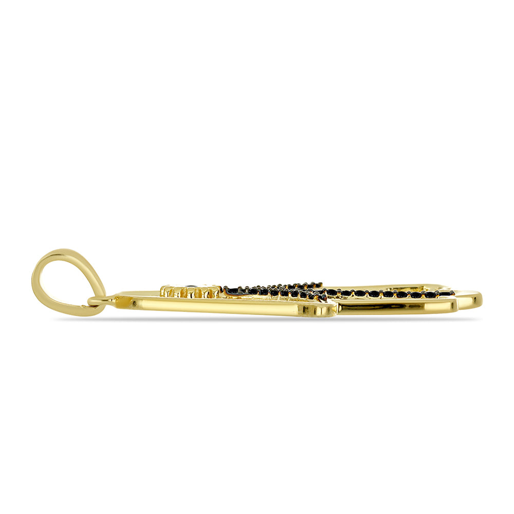 Pendente de Prata com Banho de Ouro com Espinela Preta Contraste: Cabeca de Veado (800)