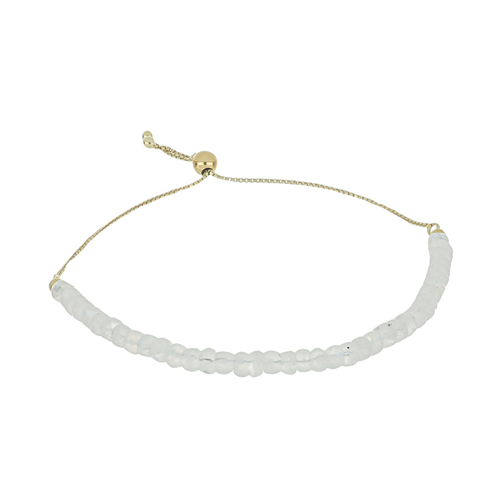 Pulseira de Prata com Banho de Ouro com Pedra da Lua Arco-íris