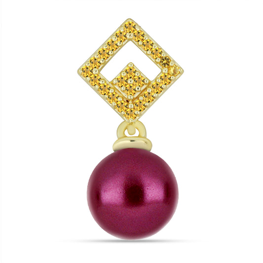 Pendente de Prata com Banho de Ouro com Pérola de Água Doce Roxo e Citrino de Ural