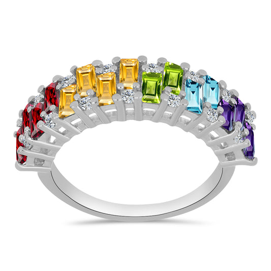 Anel de Prata com Ametista de Marrocos e Peridoto de Changbai Contraste: Cabeca de Veado (800)