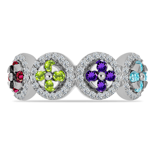 Anel de Prata com Ametista de Marrocos e Peridoto de Changbai Contraste: Cabeca de Veado (800)