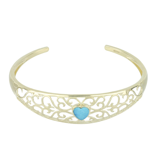 Pulseira de Prata com Banho de Ouro com Turquesa Bela Adormecida Contraste: Cabeca de Veado (800)