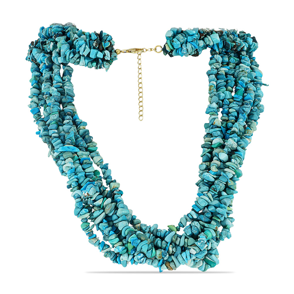 Colar de Prata com Banho de Ouro com Turquesa Bela Adormecida